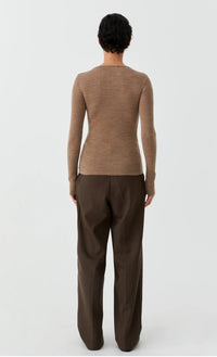 Morrison Merino Rib Round Neck Coffee