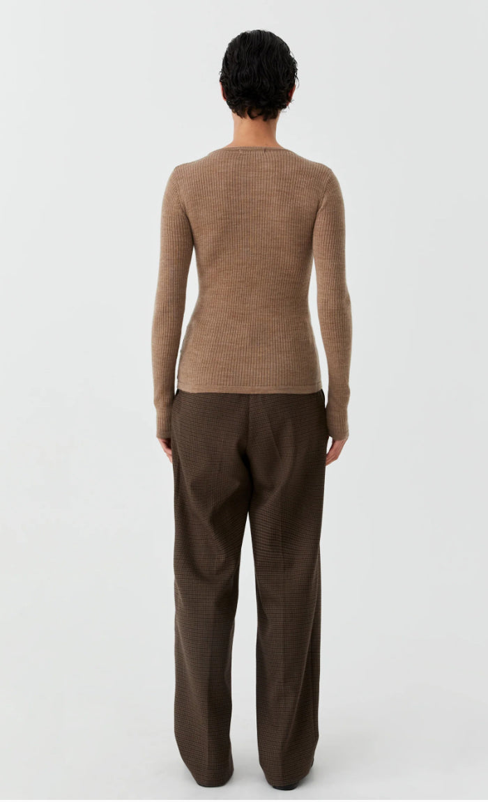Morrison Merino Rib Round Neck Coffee