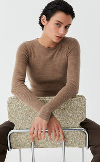 Morrison Merino Rib Round Neck Coffee