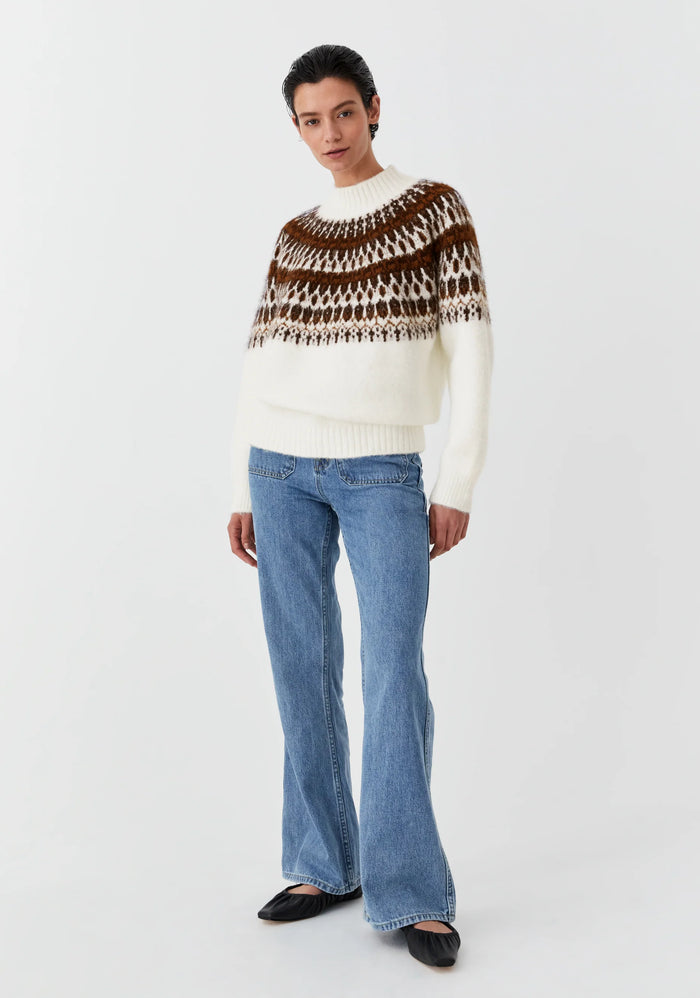 Morrison Terrance Knit Pullover Cream