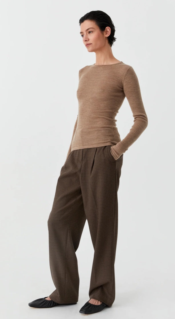 Morrison Merino Rib Round Neck Coffee