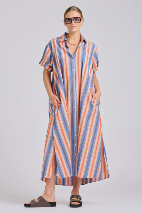 lucy in the sky long sleeve dress Shirty The Lucy Dress Blue Sky Stripe – Gorgeous Soles