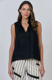 Naturals by O & J Black Linen  Top GA423