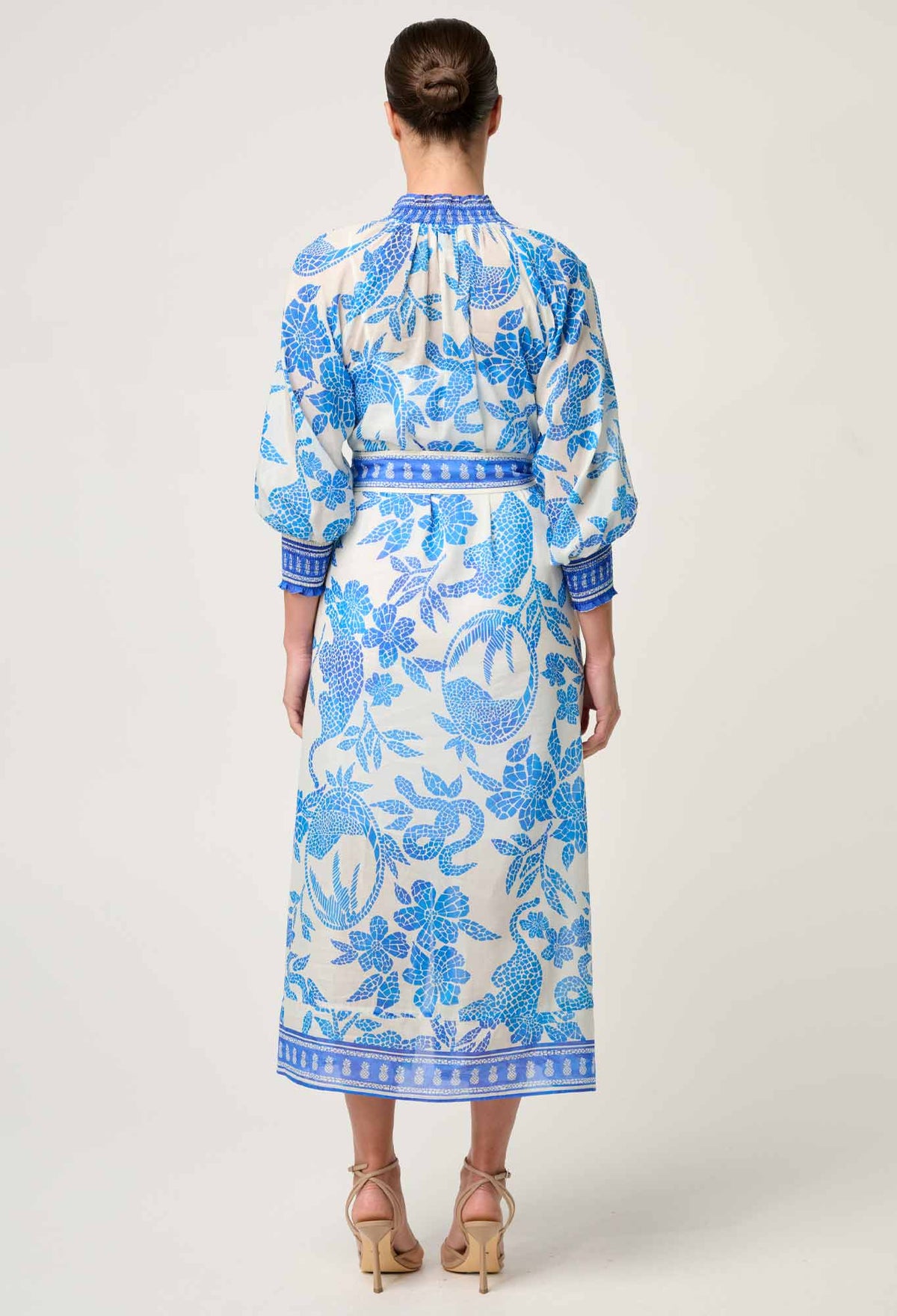 Once Was Carmen Silk Cotton Placement Print Maxi Dress