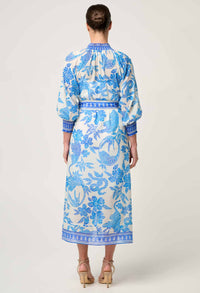 Once Was Carmen Silk Cotton Placement Print Maxi Dress
