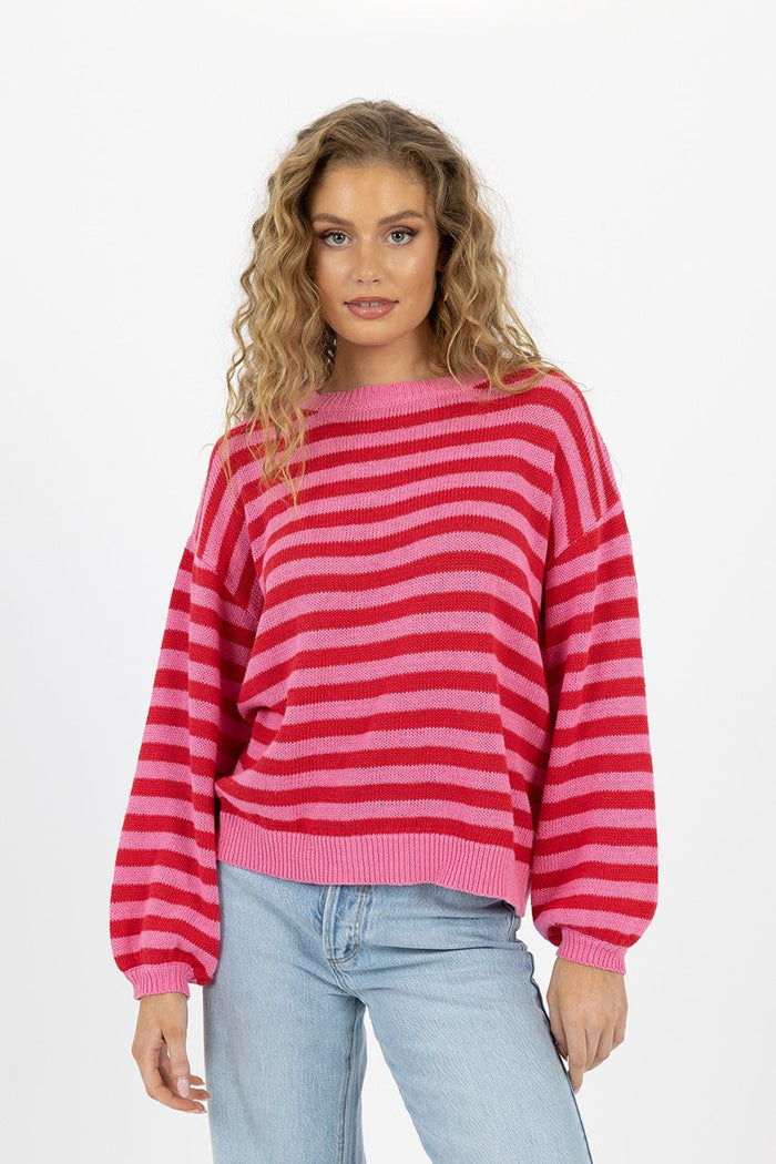 Humidity Sierra Stripe Jumper Pink/ Red