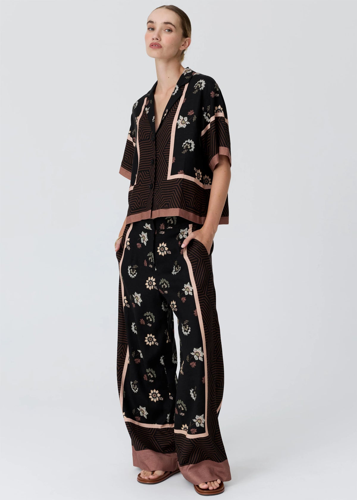 Pol Trellis Scarf Print Shirt