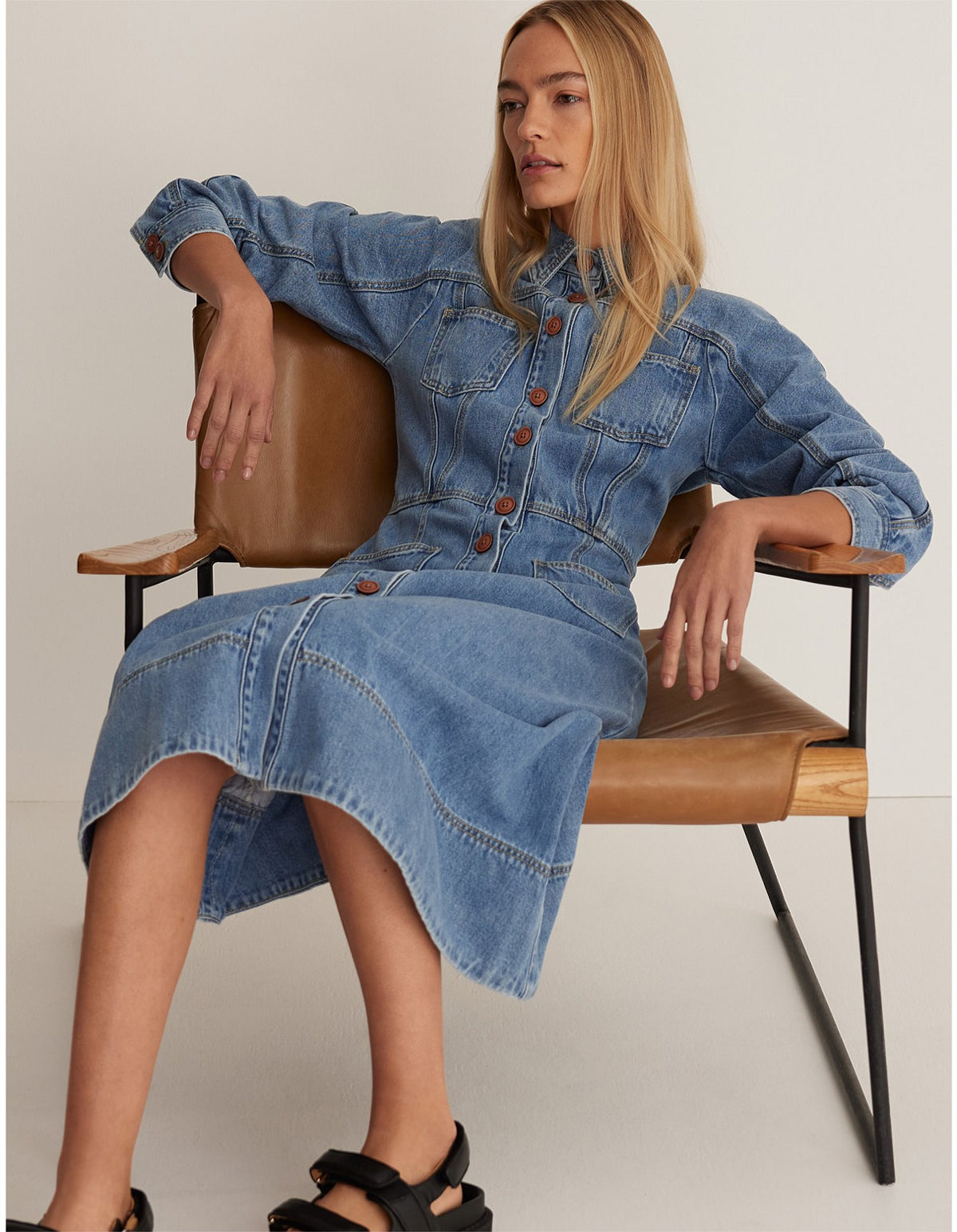morrisons denim dress Isaac Denim Dress Blue Morrison