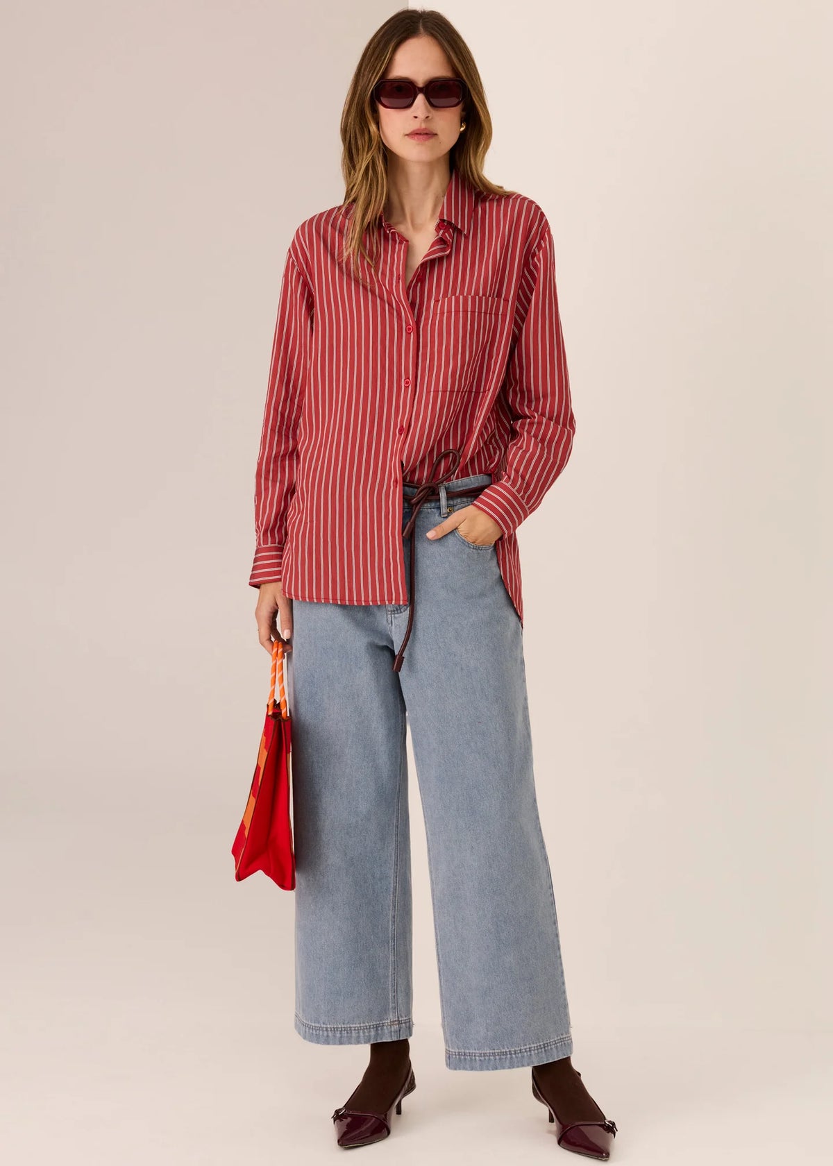 Pol Marlon Stripe Shirt Red