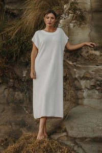 Talamaya Crepe Tee Dress  Milk X Silver Haze