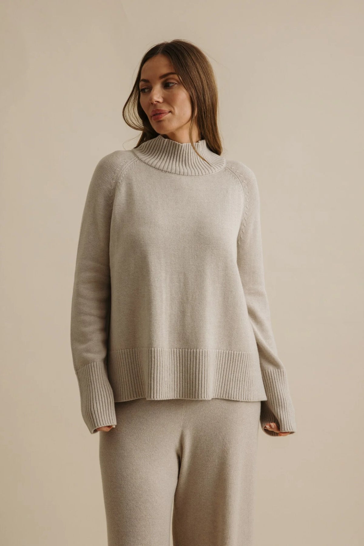 Talamaya Harmony Merino Cotton Mock Neck Pullover