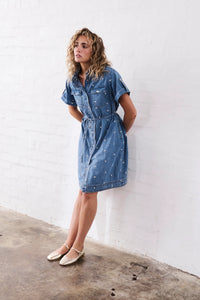 Kireina Simone Dress Heart 70s Blue