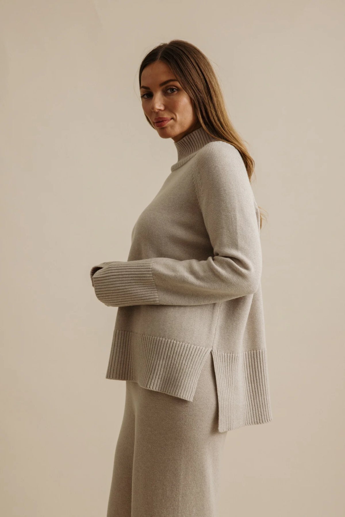 Talamaya Harmony Merino Cotton Mock Neck Pullover