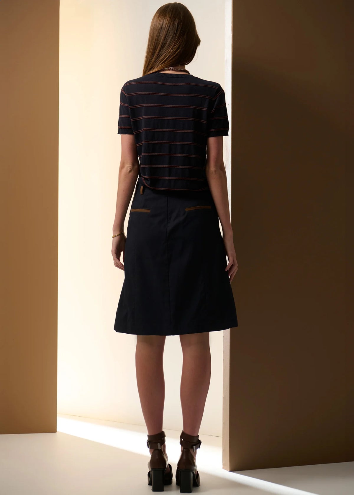 Pol  Sable Tee Stripe Ink/ Choc