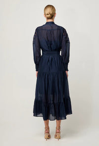 Once Was Mirador Cotton Silk Custom Lace Detail Dress