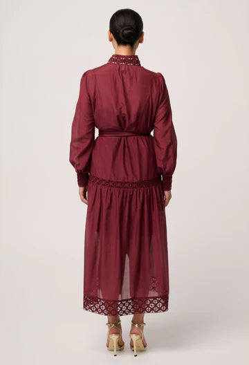 Once/Was Cascadian Silk Lace Detail Maxi Dress
