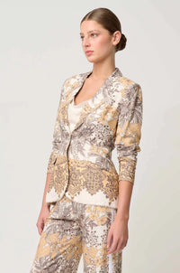 Bahia Linen Viscose Lace Trim Placement Blazer