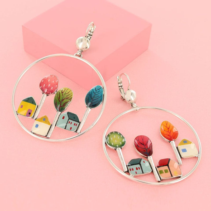 Taratata Dormeuses Mon Ptit Village Large Hoop House Lever Earring