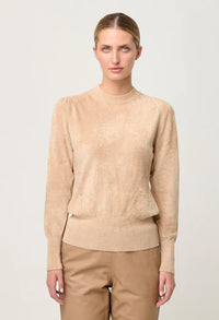 Once Was Celia Viscose Nylon Button Cuff Knit Top