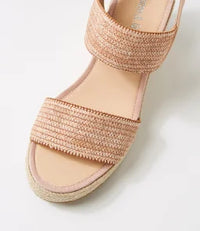 Django & Juliette Pivey Coffee Natural Rope Elastic Leather Sandal