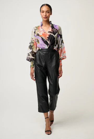 Once Was Collette Silk Cotton Shirred Collar Blouse