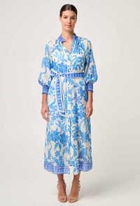 Once Was Carmen Silk Cotton Placement Print Maxi Dress