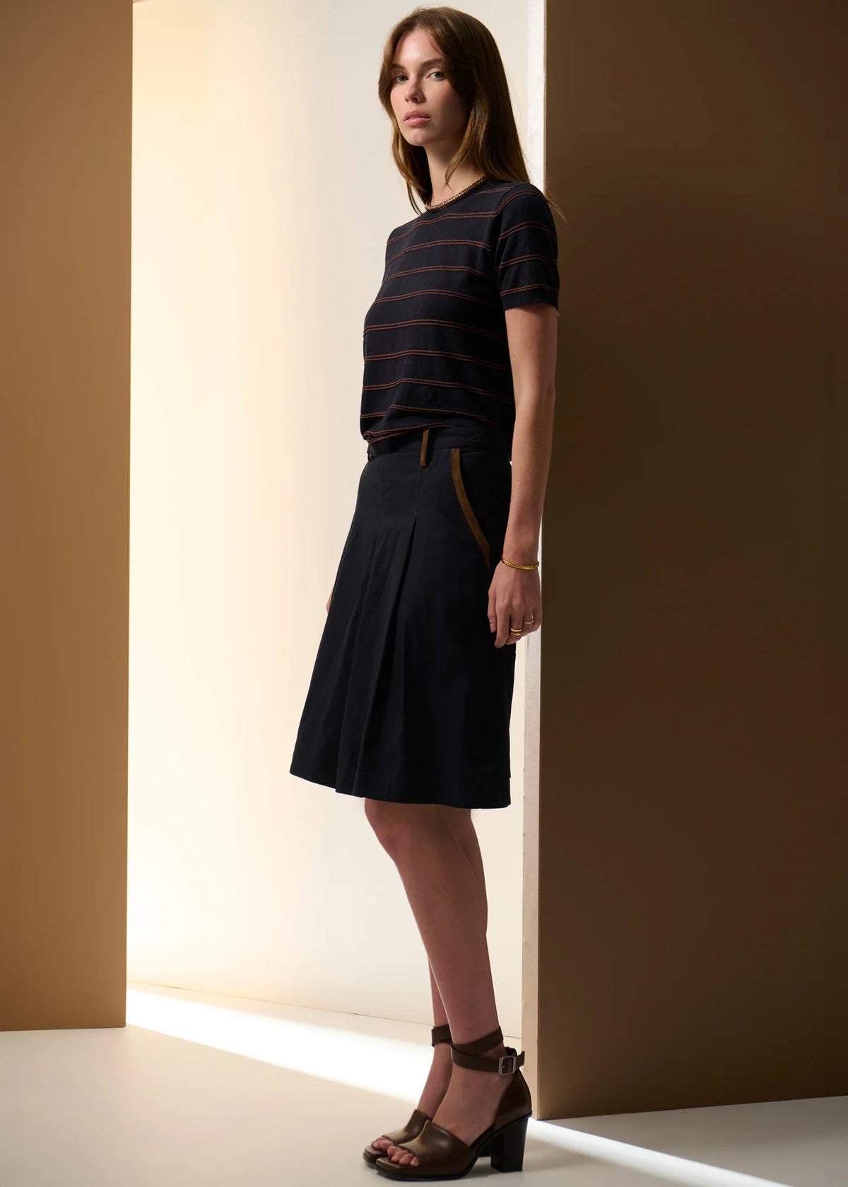 Pol  Sable Tee Stripe Ink/ Choc