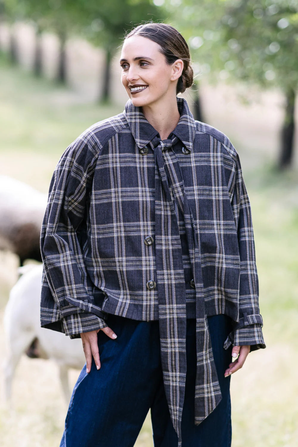 Maud Dainty Goldie Brown/Gold Check Jacket