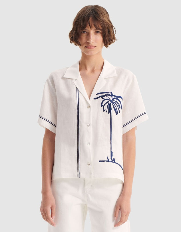 Morrison Capri Linen Shirt White