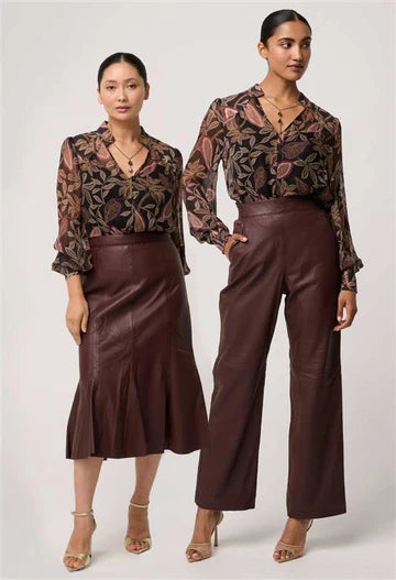 Once Was Freya Sheer Viscose Blouse W embellished Neck detail