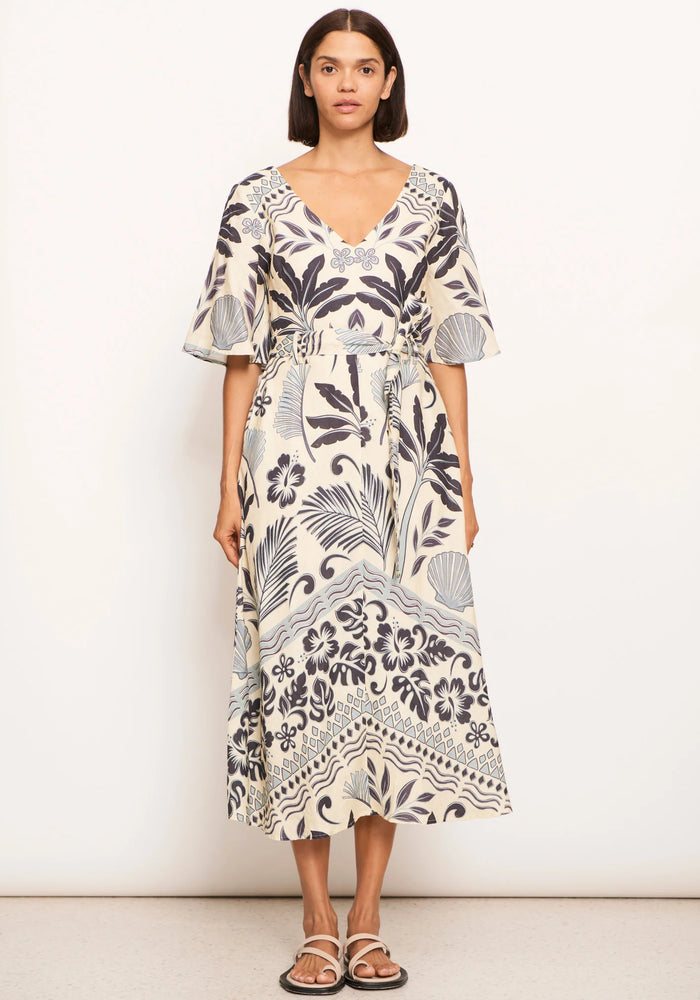 Pol Paradise Palm Print  Bias Dress