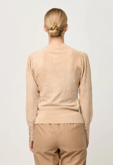 Once Was Celia Viscose Nylon Button Cuff Knit Top