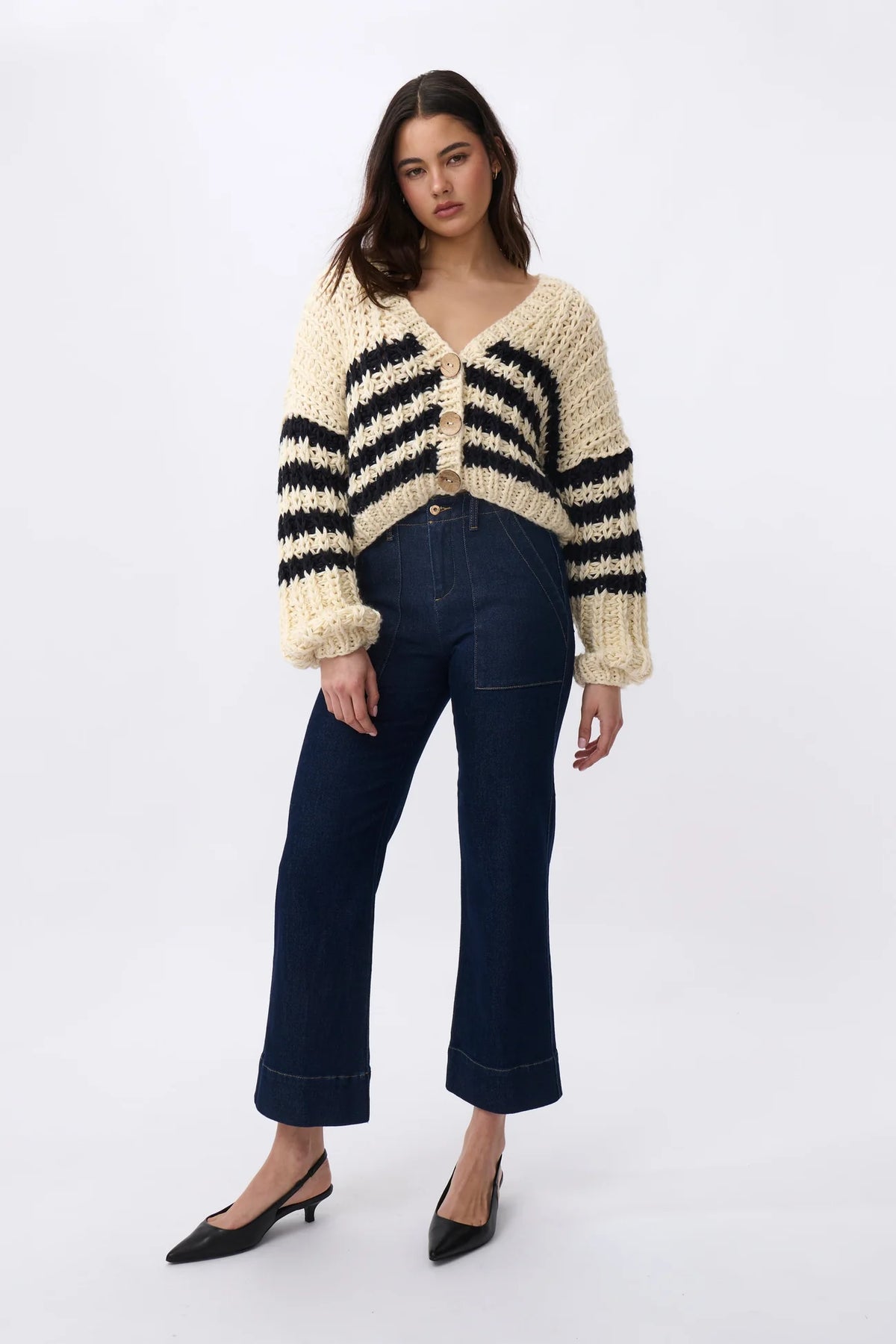 Kireina Elsie Knit Navy & Ecru