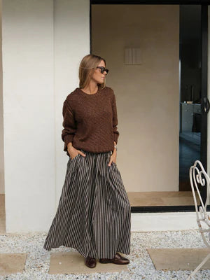 Ceres Sage Chunky Knit Crew - Chocolate
