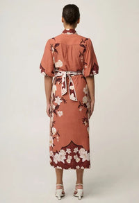Once Was Gisela Linen Viscose Printed Collumn Midi Dress