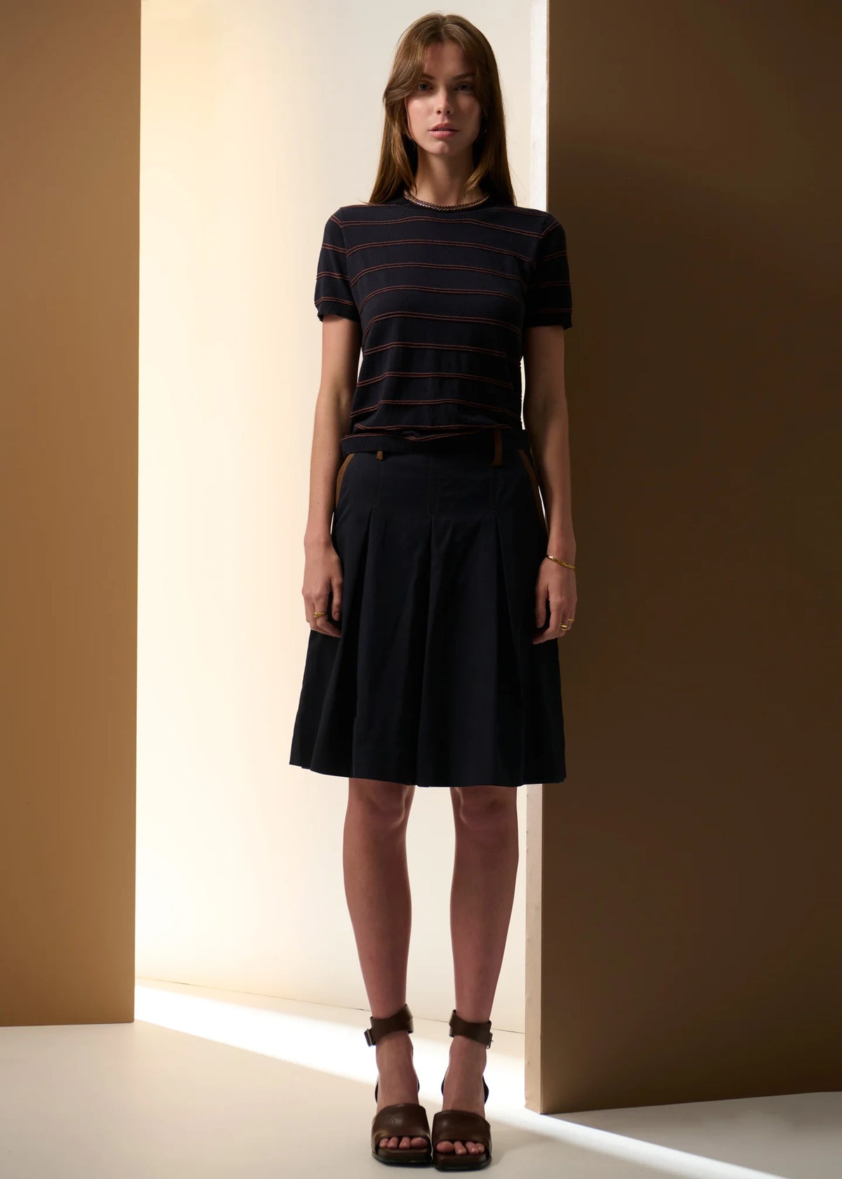 Pol  Sable Tee Stripe Ink/ Choc