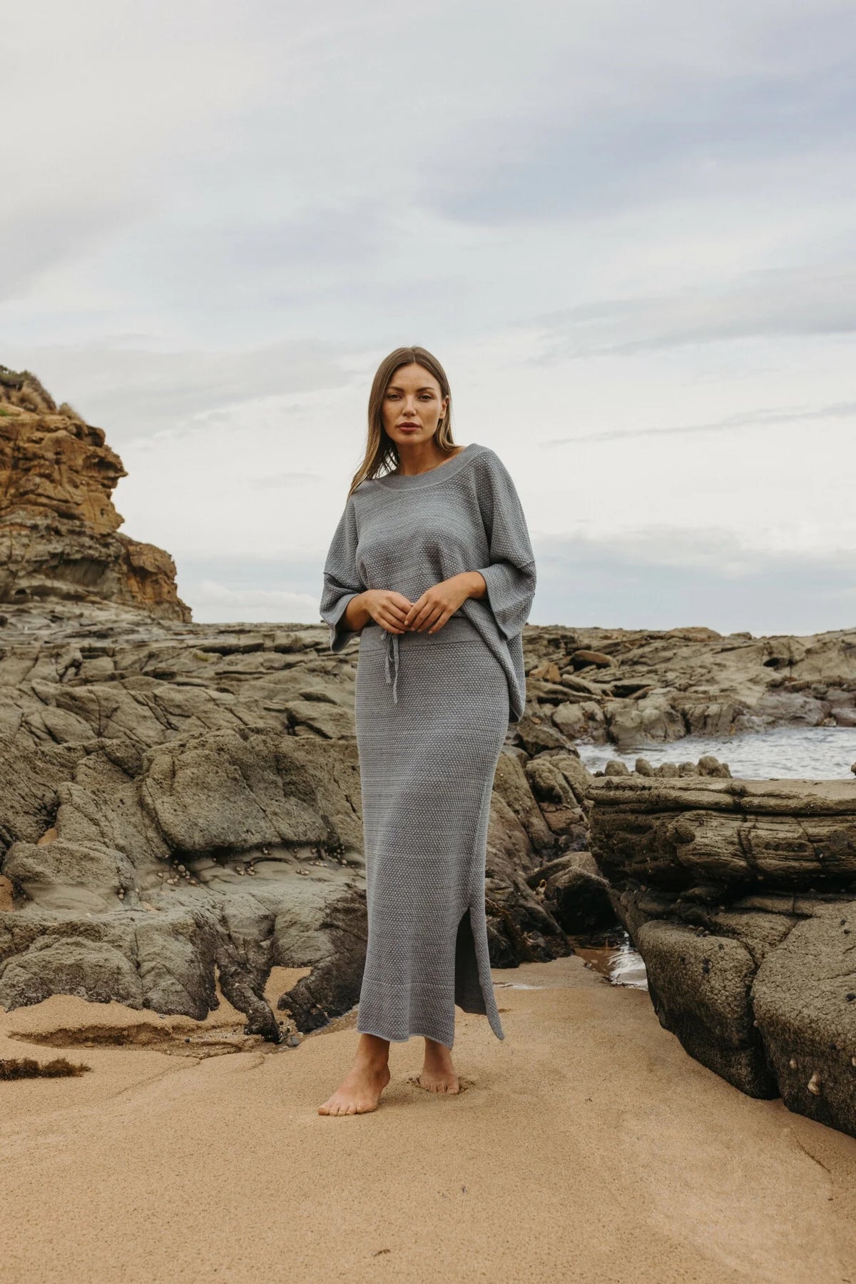 Talamaya Coral Knitted Skirt Sea Combo