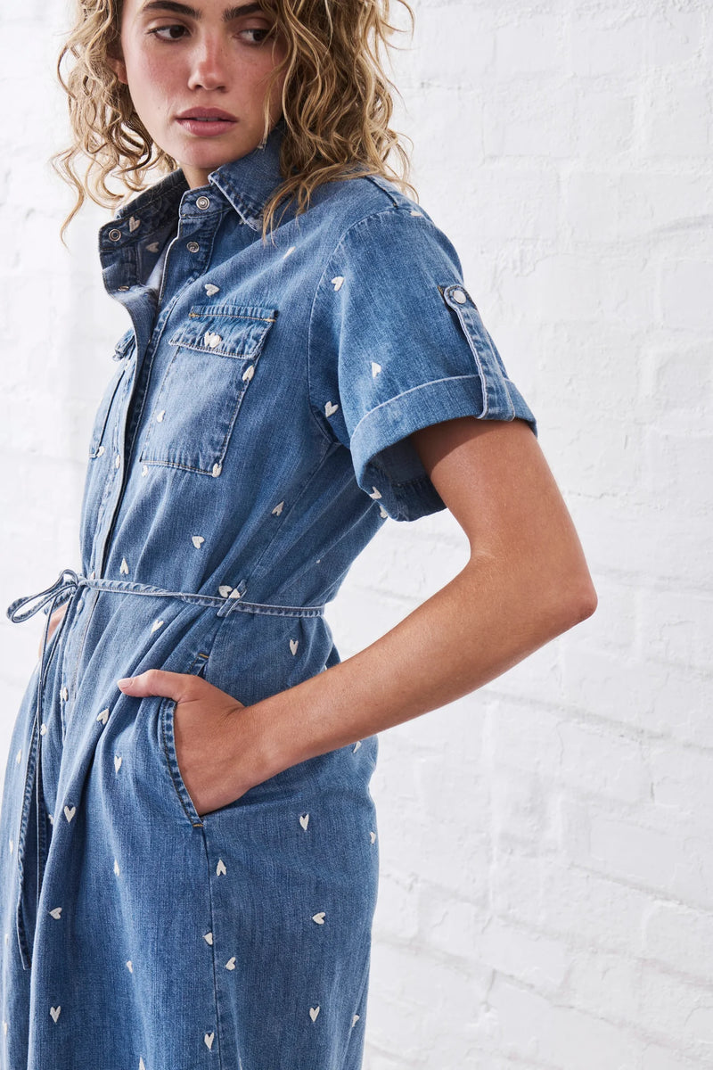 Kireina Simone Dress Heart 70s Blue