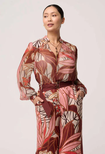 Once Was Freya Sheer Viscose Blouse W embellished Neck detail