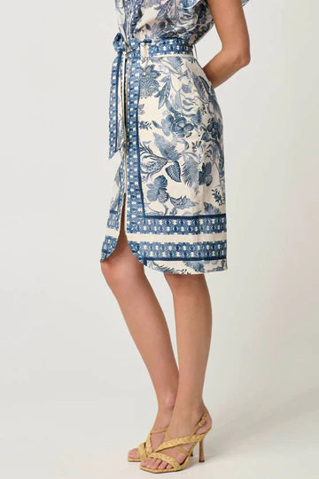 Once/Was Delray Placement Stretch Linen Skirt