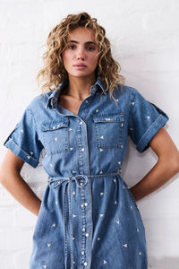 Kireina Simone Dress Heart 70s Blue
