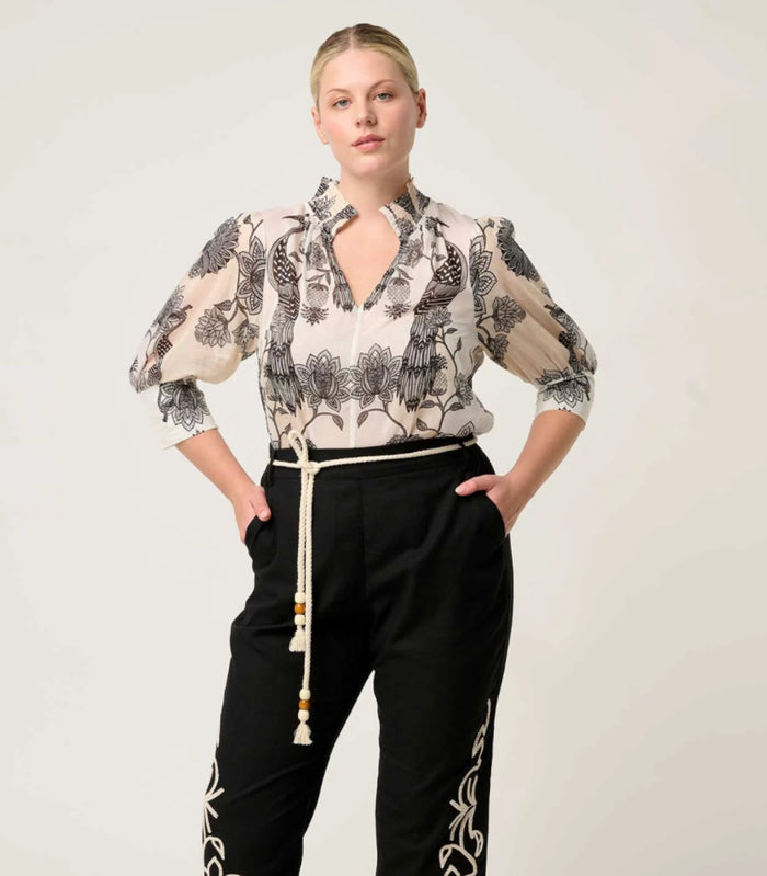 Once was Oleander Placement Print Blouse