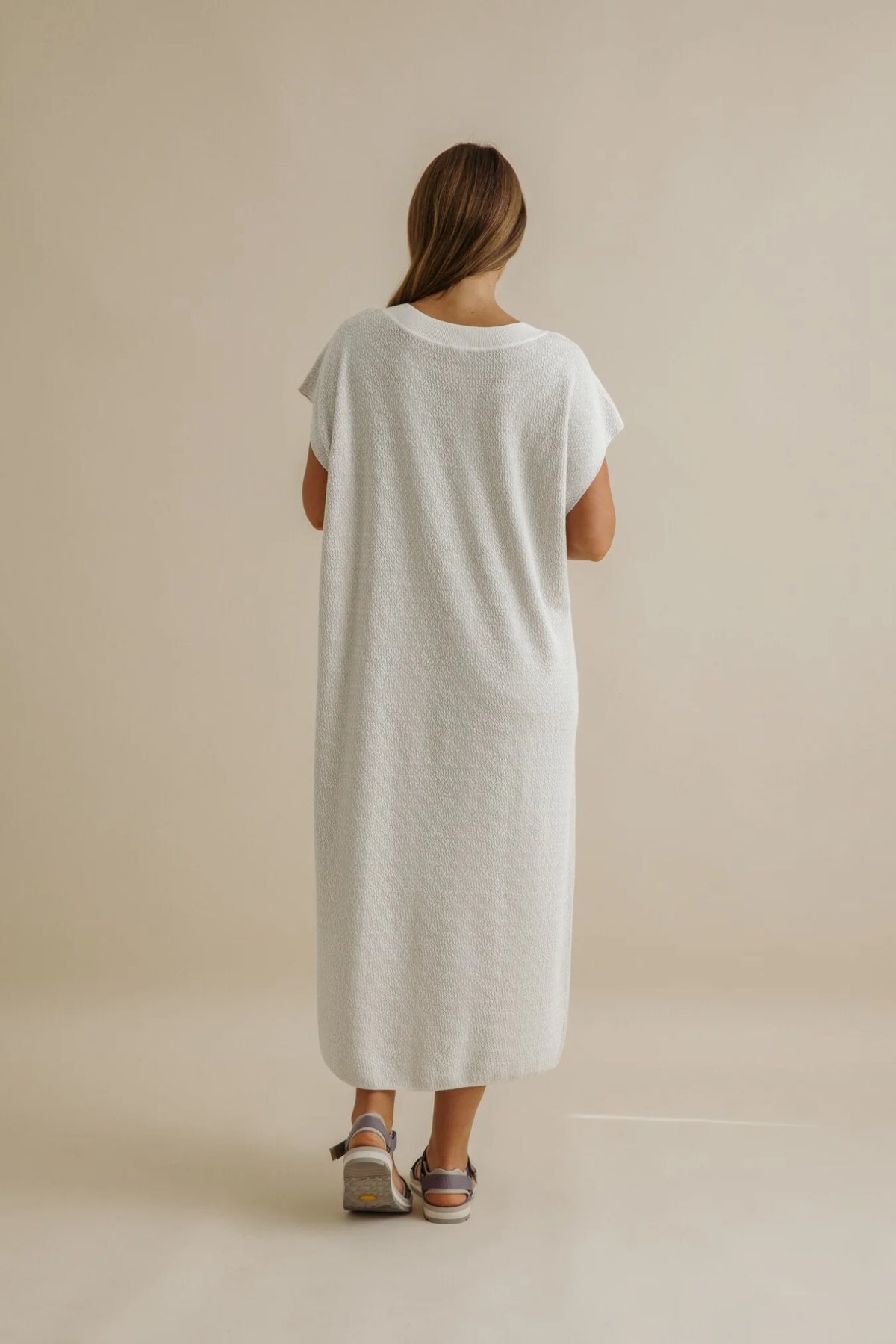 Talamaya Crepe Tee Dress  Milk X Silver Haze