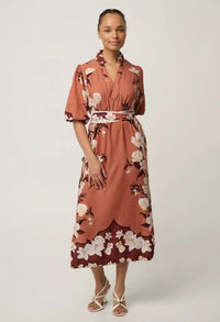 Once Was Gisela Linen Viscose Printed Collumn Midi Dress