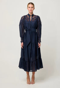 Once Was Mirador Cotton Silk Custom Lace Detail Dress