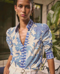 Once Was Calantha Viscose Dobby Rouched Sleeve shirt