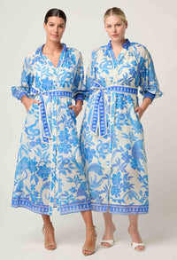 Once Was Carmen Silk Cotton Placement Print Maxi Dress