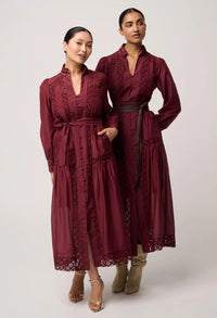 Once/Was Cascadian Silk Lace Detail Maxi Dress