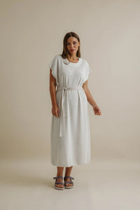 Talamaya Crepe Tee Dress  Milk X Silver Haze