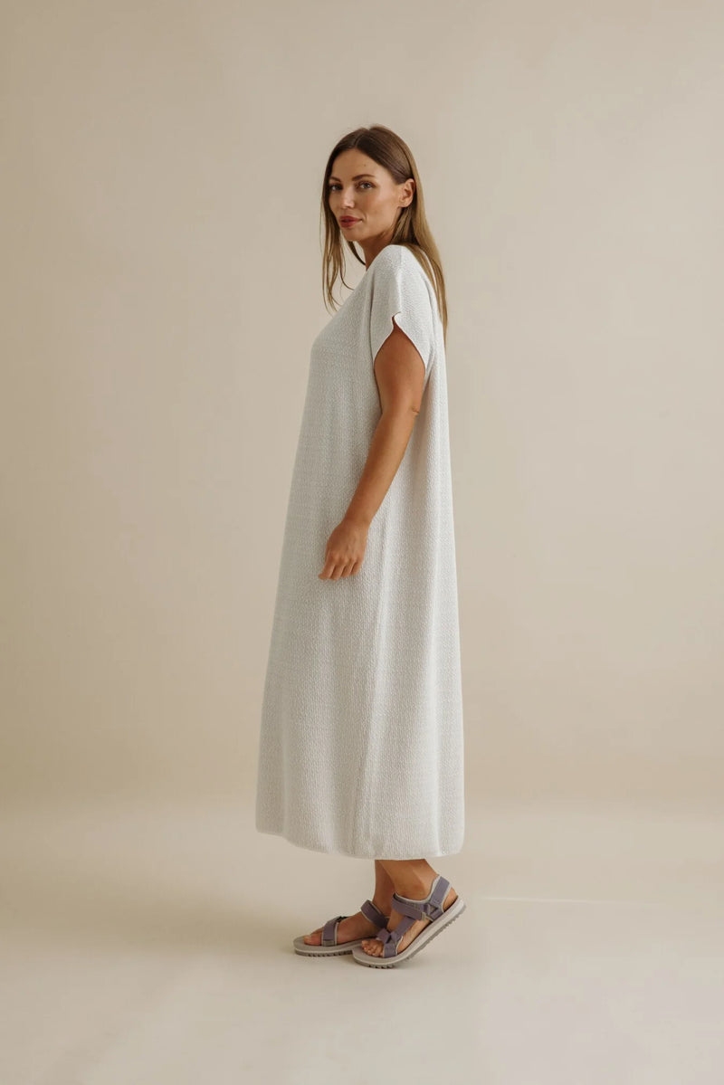 Talamaya Crepe Tee Dress  Milk X Silver Haze